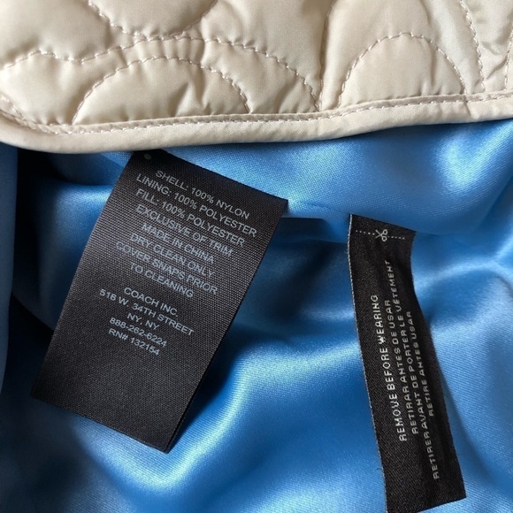 COACH Quilted C Logo Mock Neck Button Front Fisherman Chore Barn Puffer Jacket L - Picture 4 of 5